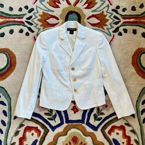 Silk Lined Brooks Brothers White Cotton Blazer Sportcoat Gold Sheep Buttons